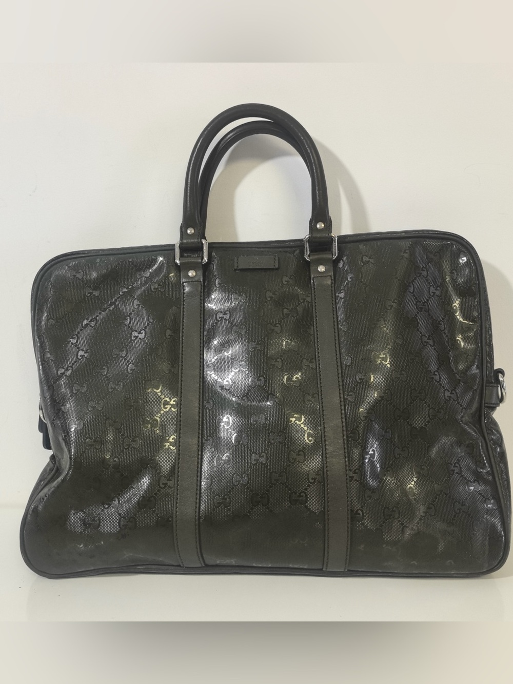 Pre-Owned Gucci Black GG Crystal Canvas Briefcase